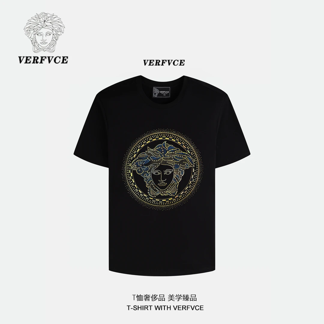 VERFVCE/Haumea夏季设计师男装短袖穿搭衣服高级感男士黑色t恤
