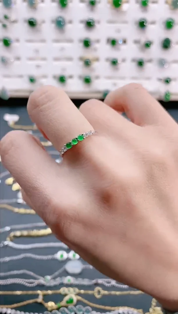 【闪购商品】翡翠戒指银S925镶嵌天然翡翠