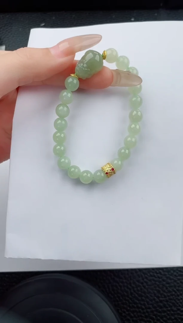 手链未镶嵌和田玉555碎玉微色差T貔貅