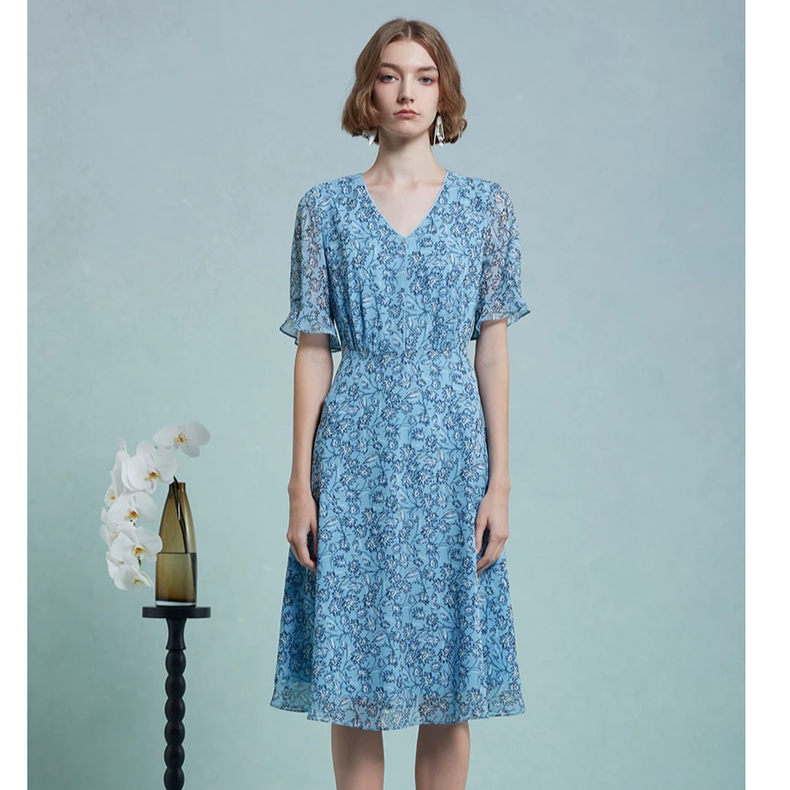 senkni/圣可尼2024夏季新品经典S型意式显瘦气质连衣裙S161222ND