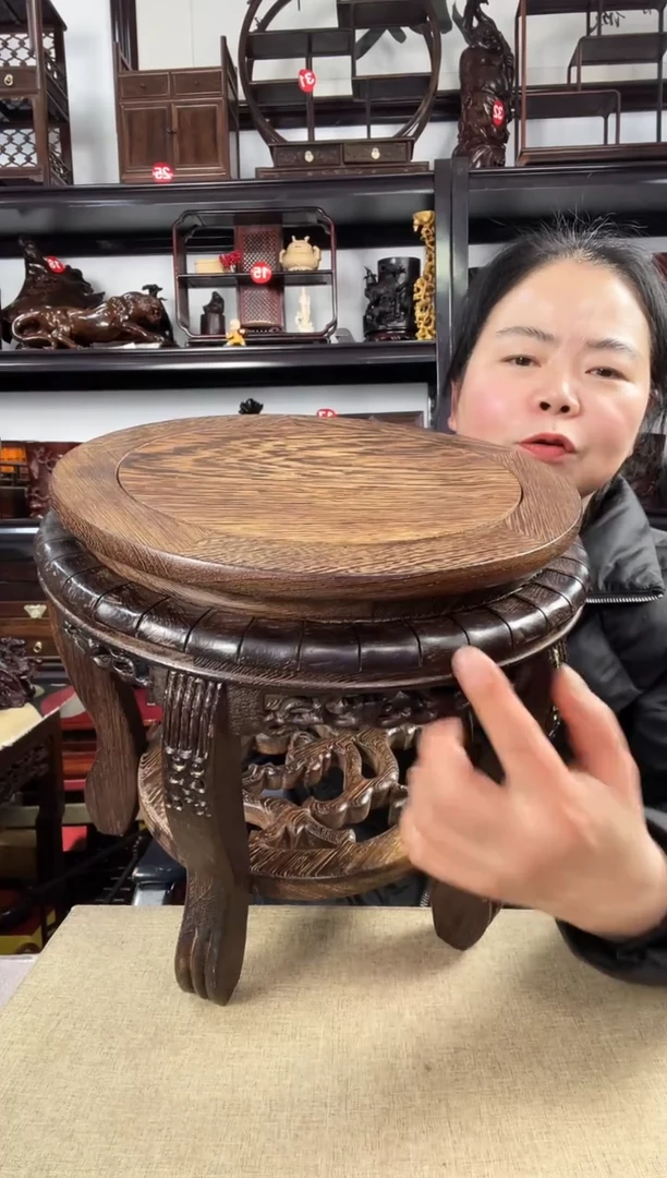 木老李红木工艺品鸡翅木虎头几