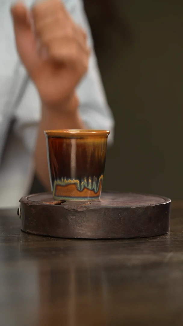 7柴房陶瓷柴烧可乐杯，因柴烧特性，每只都略有不同~