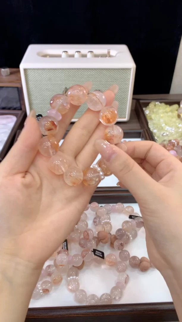 未镶嵌手链水晶桃禧 D-J033-8 红胶花贝珠环爱心