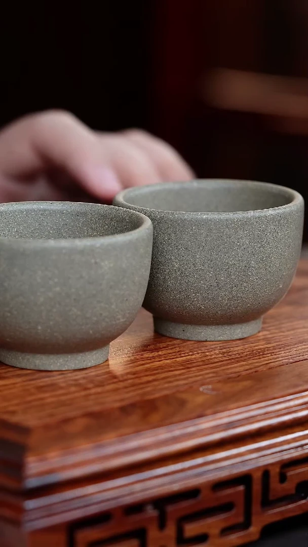 茶壶紫砂原矿青段泥紫砂杯2个