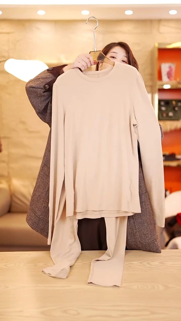 澳洲羊绒真丝睡衣套装115-135斤