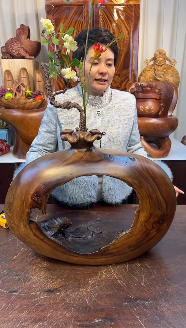 【闪购商品】香樟木实木创意花器