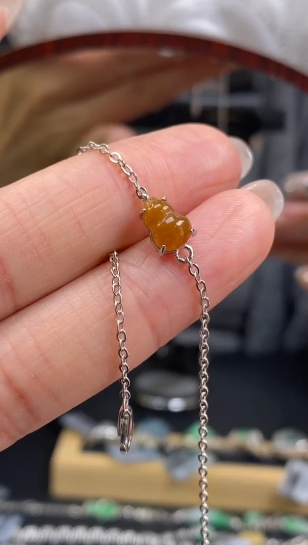 颈饰银S925镶嵌翡翠啊***量净货17090