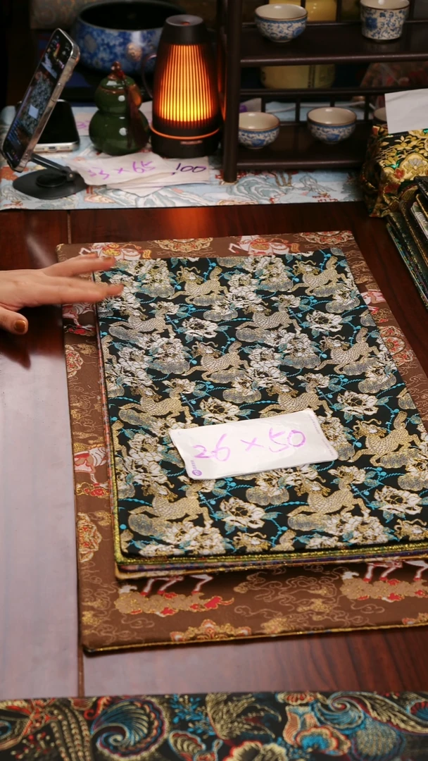 【福利麒麟牡丹双面】中国风干泡织锦茶席26*50