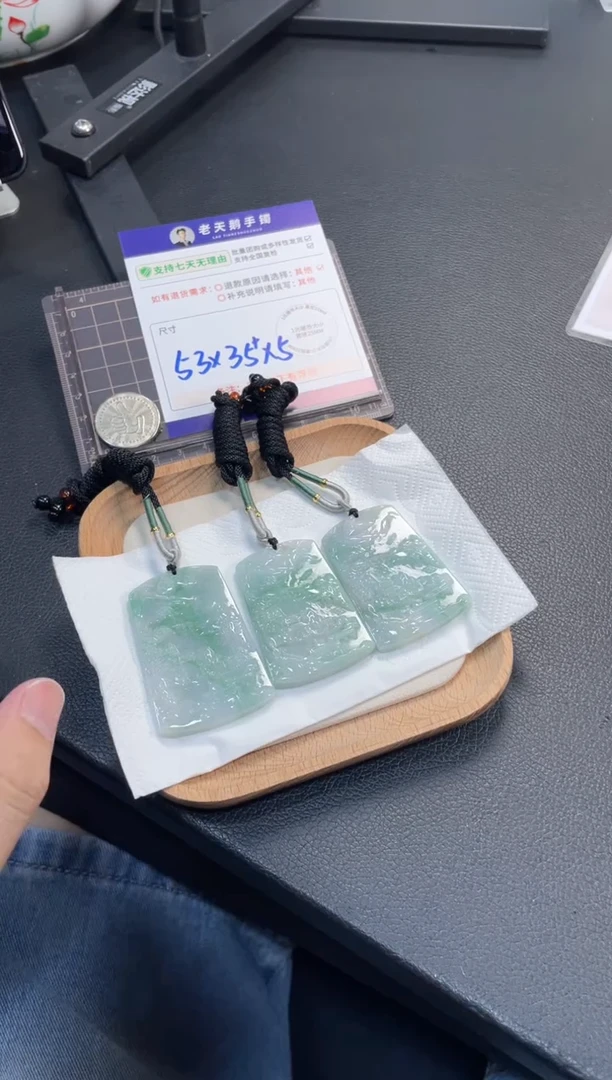 未镶嵌挂件翡翠山水牌F8配绳/多样性发其一CP