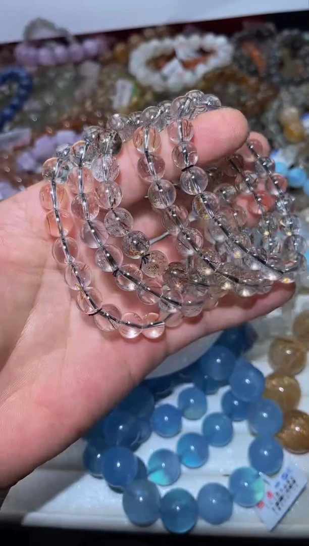 水晶手串未镶嵌L9-9mm黑金超七单圈-多样性发其一