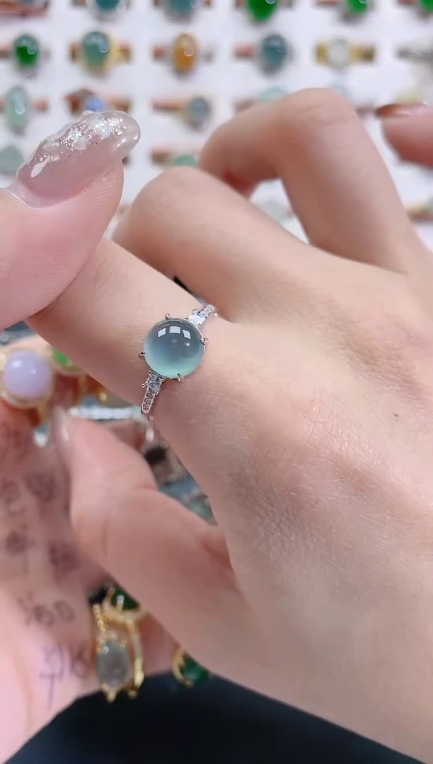 银S925镶嵌戒指翡翠天然翡翠