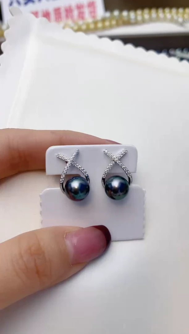 银S925镶嵌耳饰海水珍珠A151