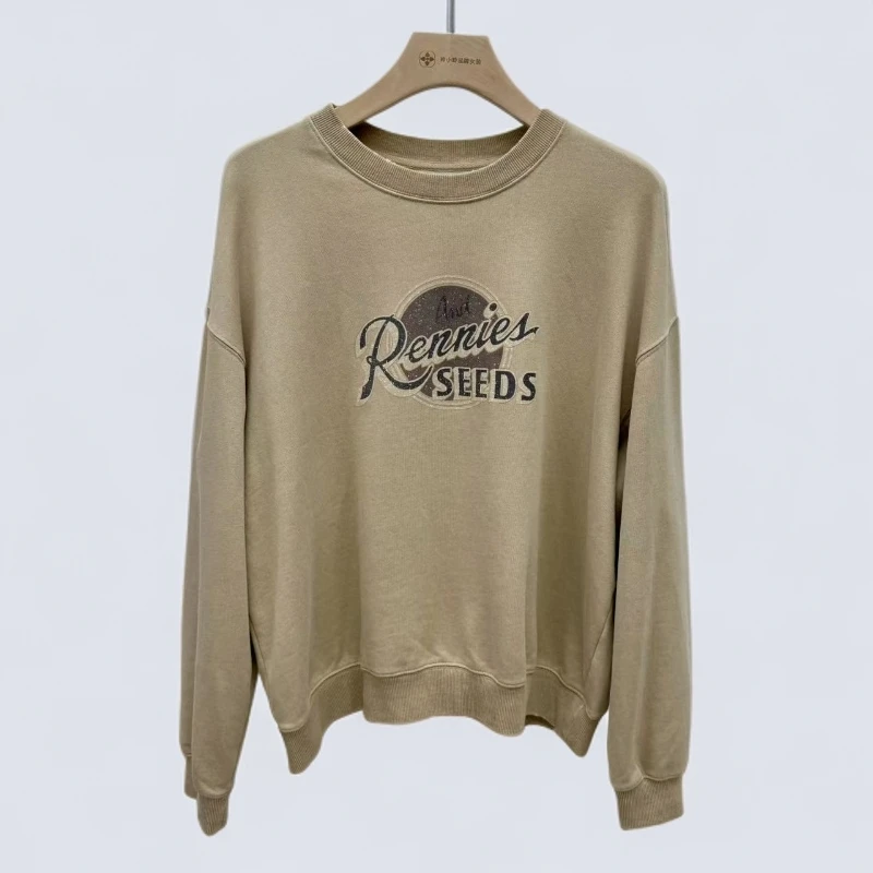 外贸出口男女同款圆领长袖上衣印花毛圈卫衣字母薄款套头款002