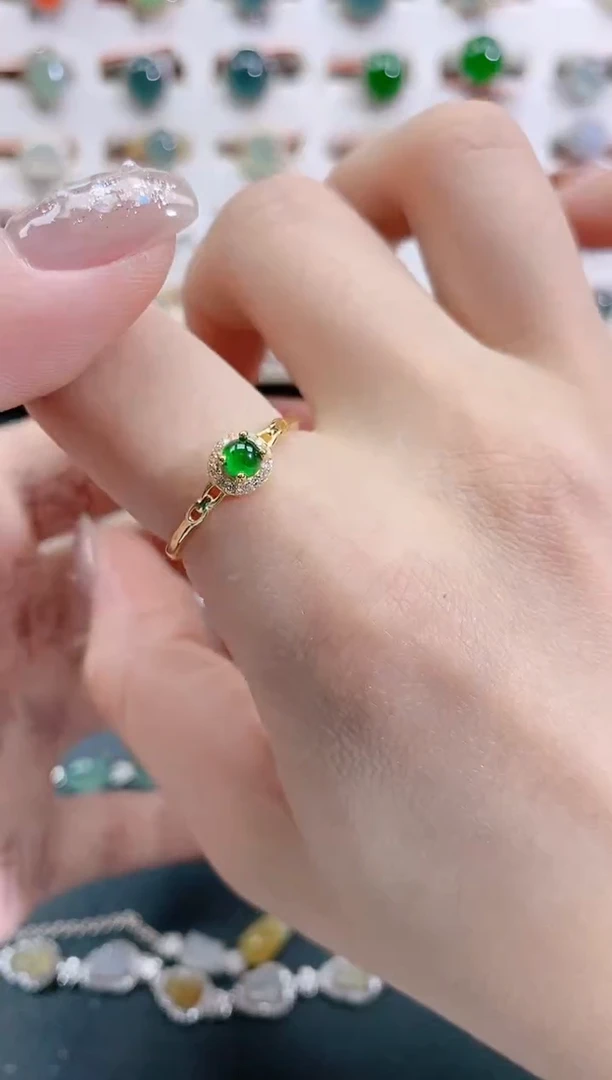 银S925镶嵌戒指翡翠天然翡翠