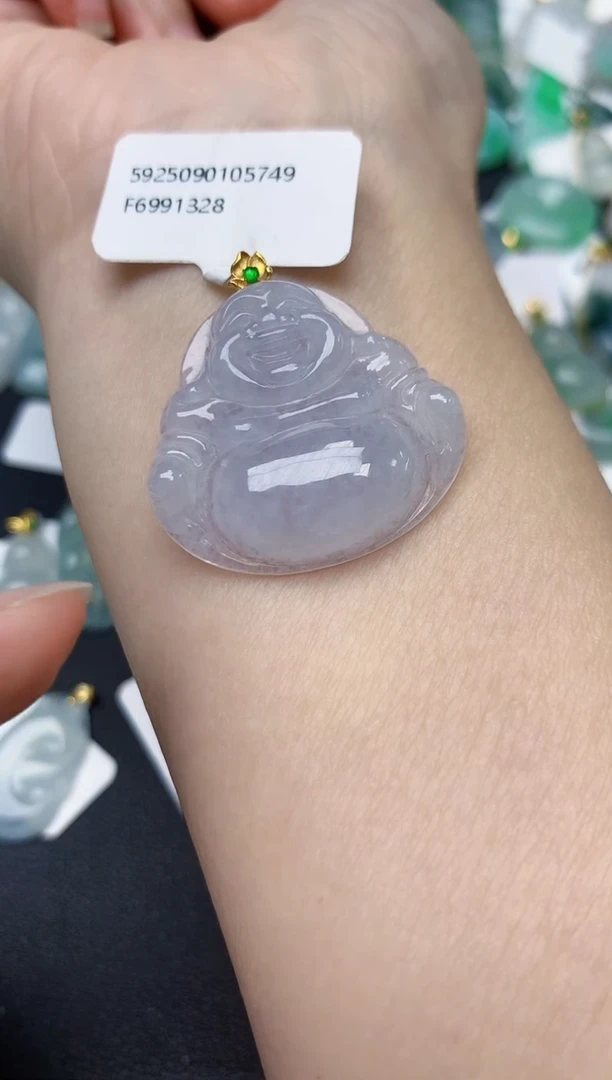 颈饰18K金镶嵌翡翠天然缅甸A货翡翠