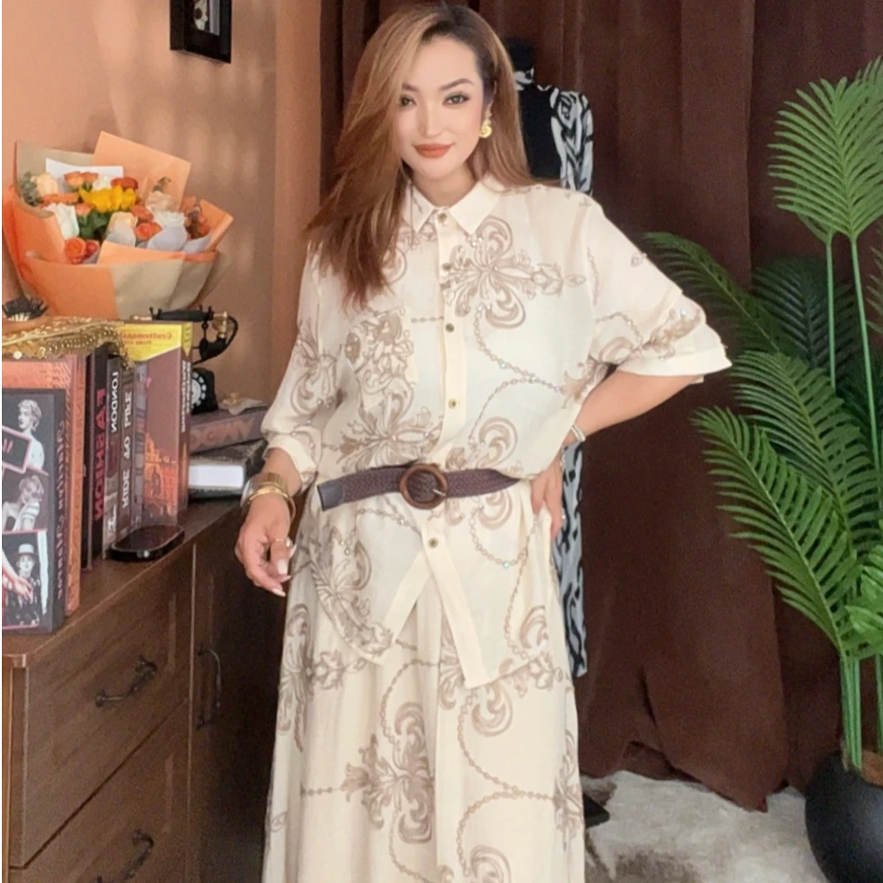 夏季时尚气质手工刺绣宽松两件套