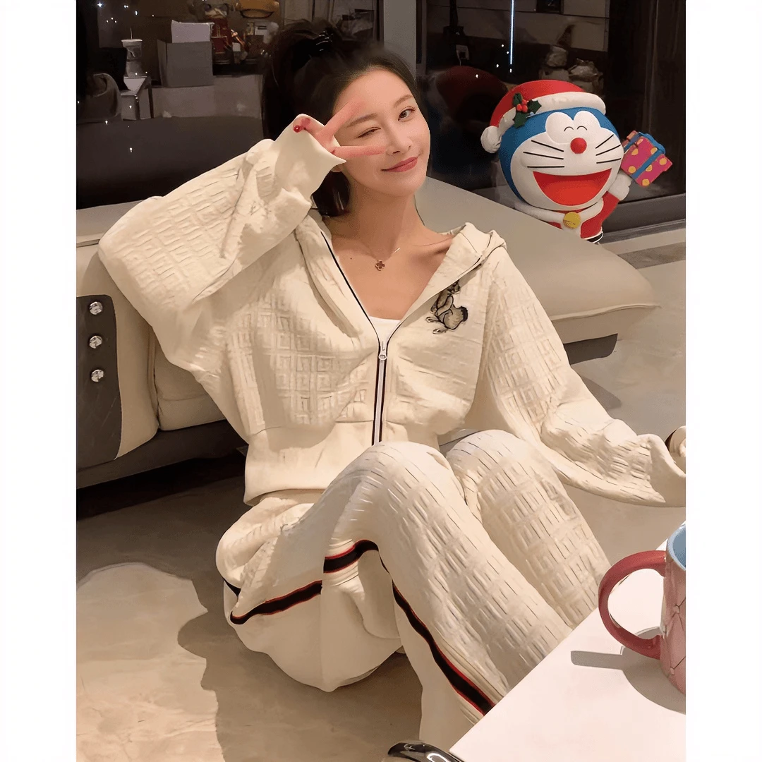 轻奢风时尚洋气连帽卫衣运动套装女春秋季韩版显瘦休闲服两件套潮