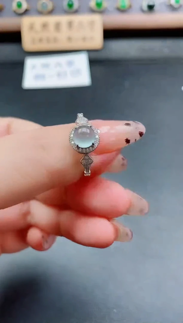 银S925镶嵌戒指翡翠1