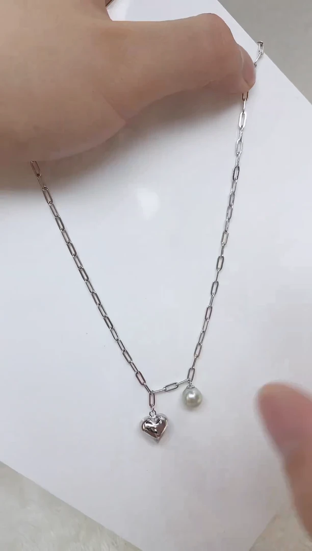 海水珍珠银S925镶嵌套链珍珠项链