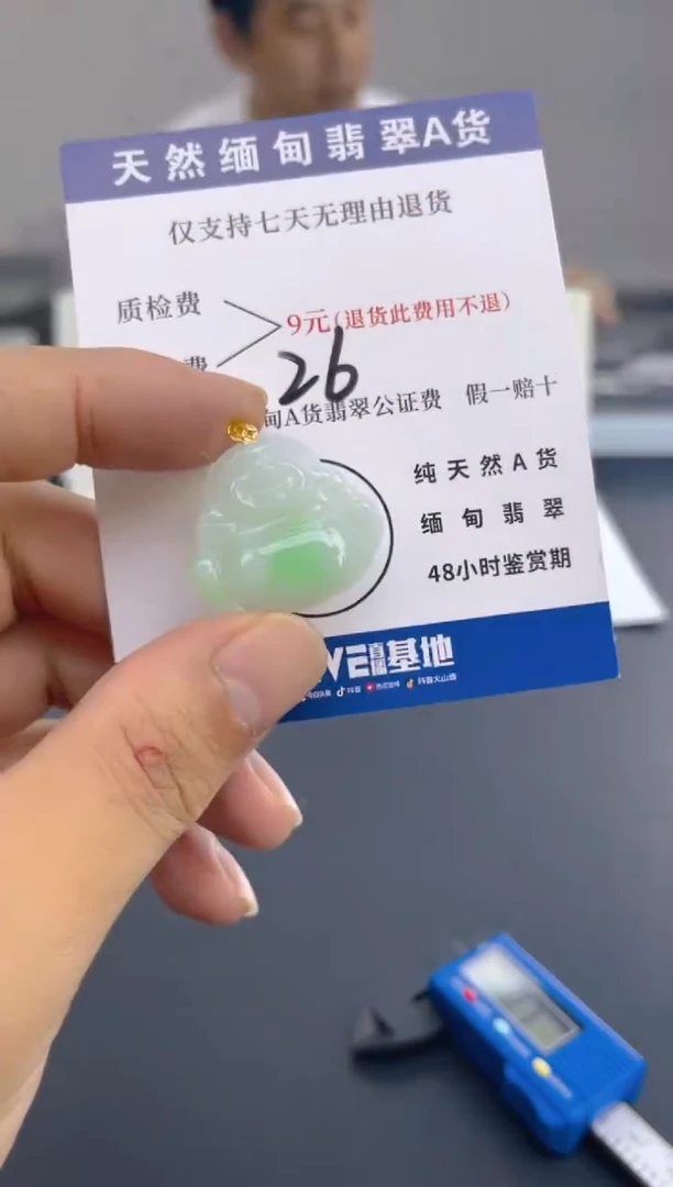 颈饰18K金镶嵌翡翠纯天然缅甸翡翠A货