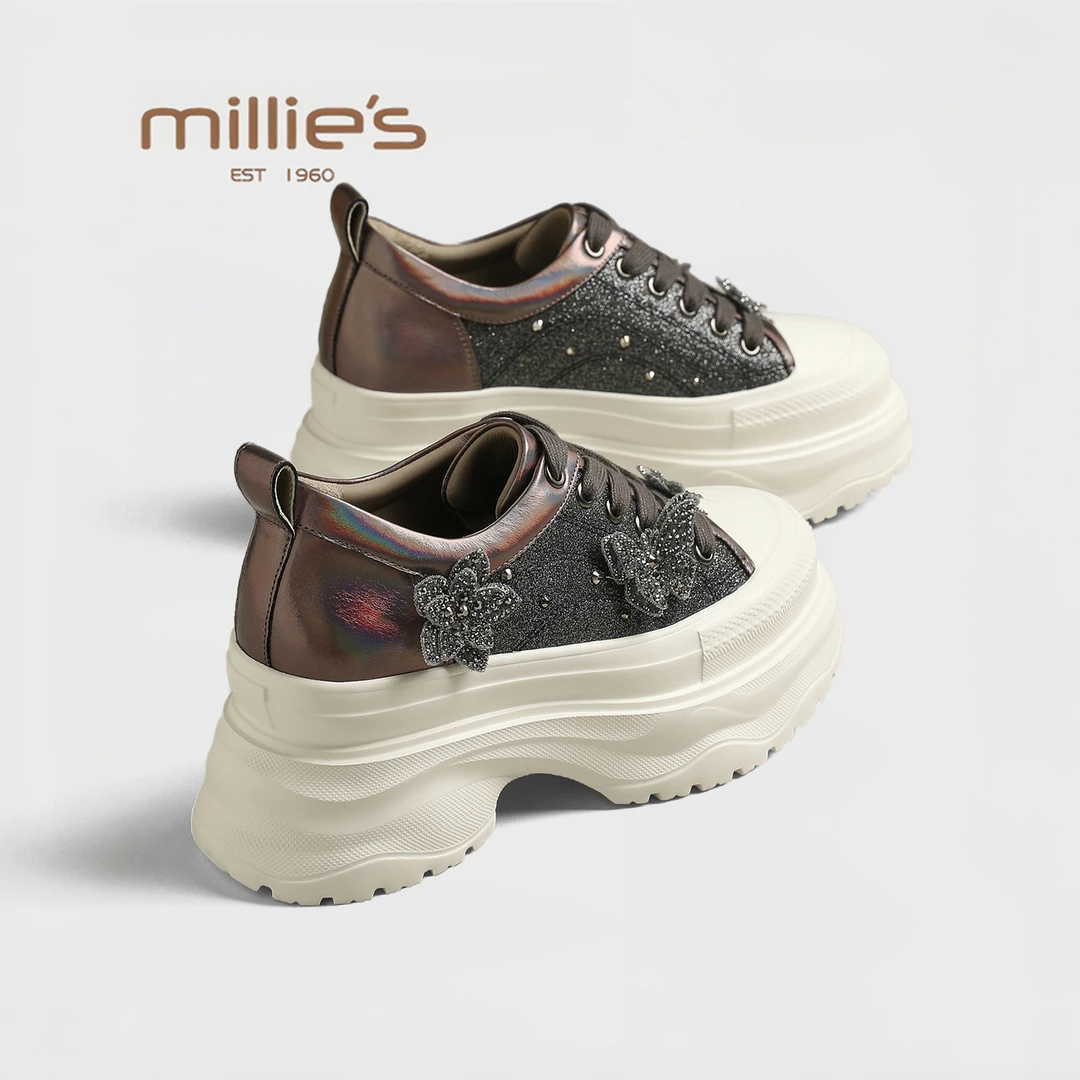 MILLIE'S/妙丽2025新款时尚潮流舒适女鞋休闲鞋百搭运动鞋老爹鞋