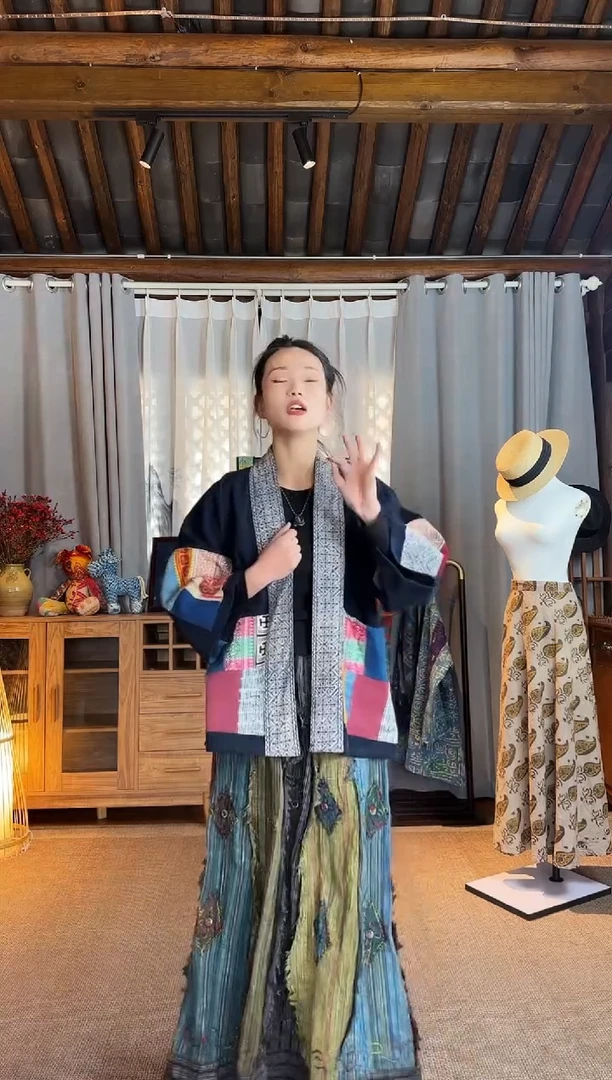 【闪购商品】设计师款古布拼接外套