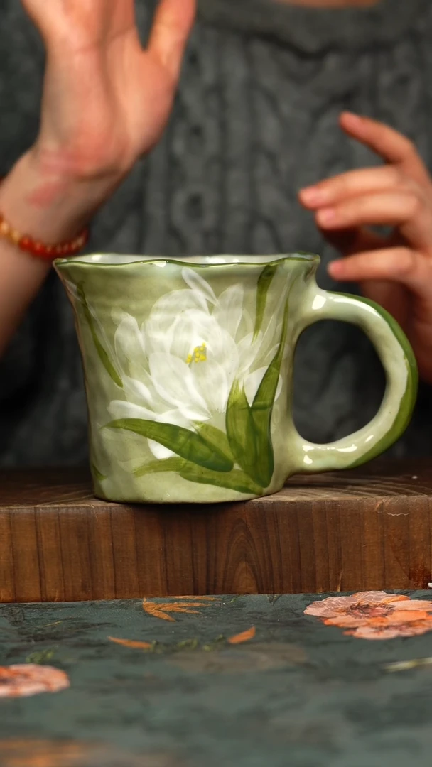 杯釉下彩手工手绘同款陶器