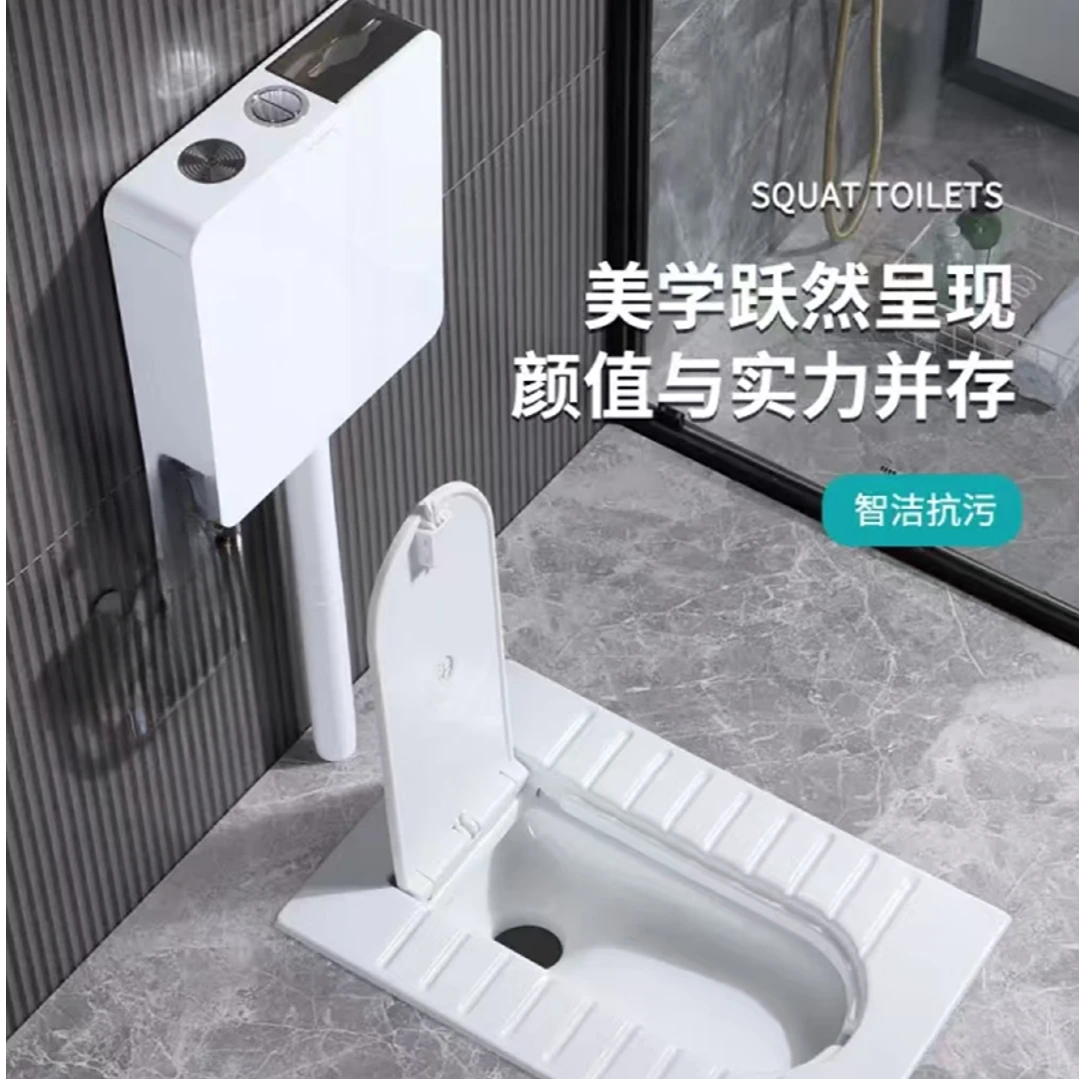 欧立格带盖板蹲便器家用水箱陶瓷卫生间防臭蹲便