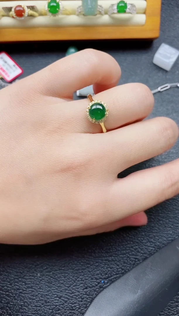 银S925镶嵌戒指翡翠1