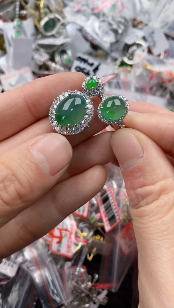 银S925镶嵌戒指翡翠111   4
