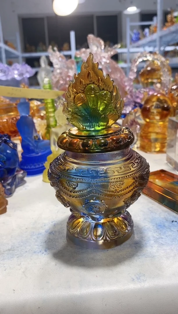 手工艺品琉璃悟**空228摩尼宝瓶七彩 古法琉璃 微瑕 不退不换