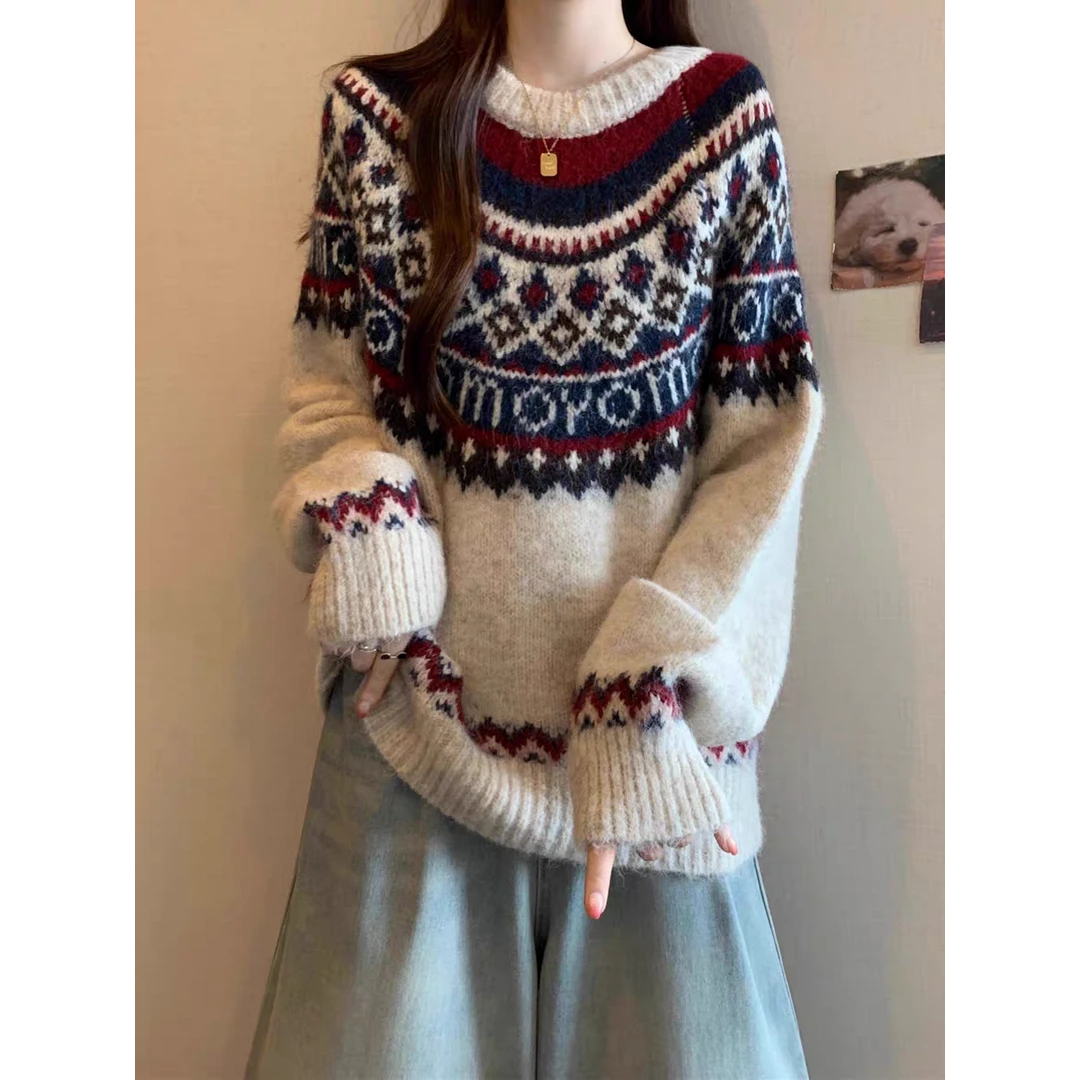 最后一场直播软糯亲肤针织衫80-140斤百搭复古外穿宽松加厚