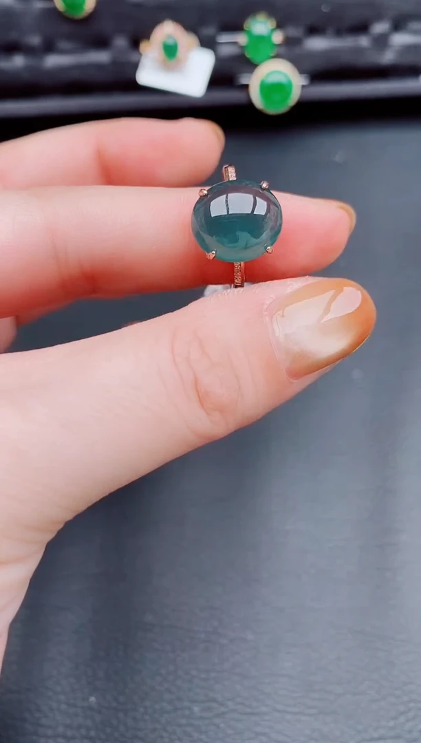 【闪购商品】翡翠戒指银S925镶嵌天然a货翡翠294