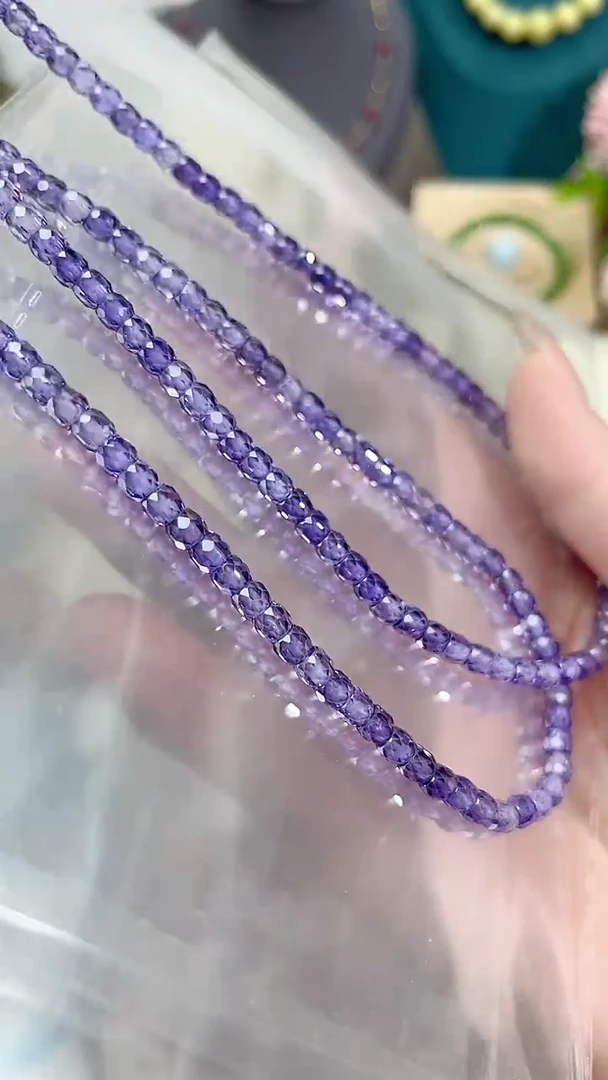 【闪购商品】锆石苏联钻项链银S925镶嵌紫色99