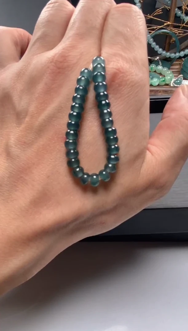 【闪购商品】翡翠手串未镶嵌算盘珠深色