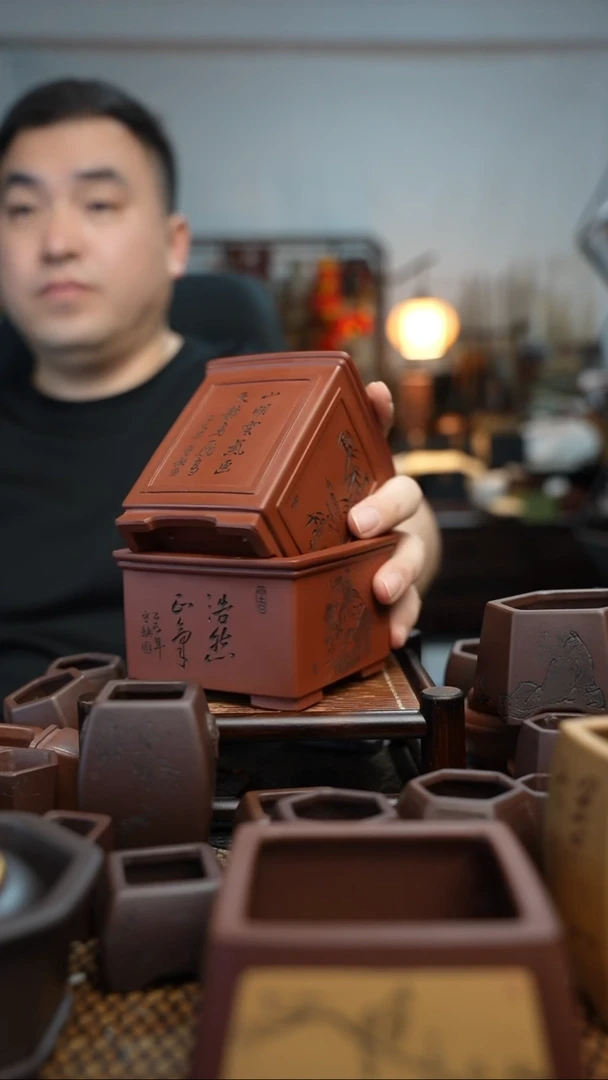 紫砂花盆洋***豆長木軒精品紫砂
