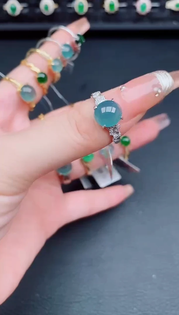 翡翠戒指银S925镶嵌天然a货翡翠10