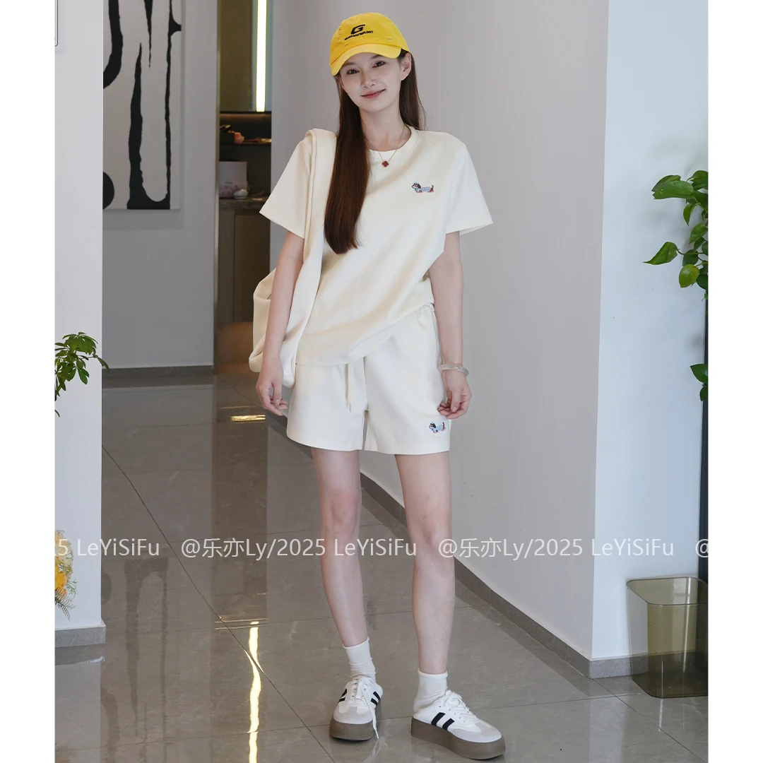 刺绣小狗女款果冻套装显瘦运动时尚休闲百搭阔腿720