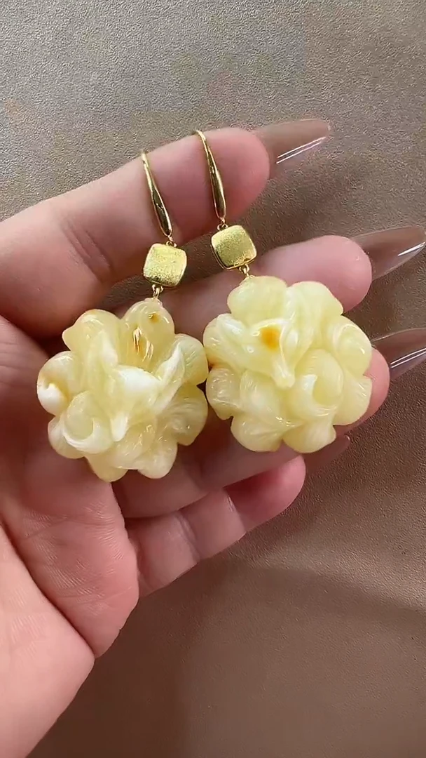 【闪购商品】琥珀耳饰未镶嵌耳环