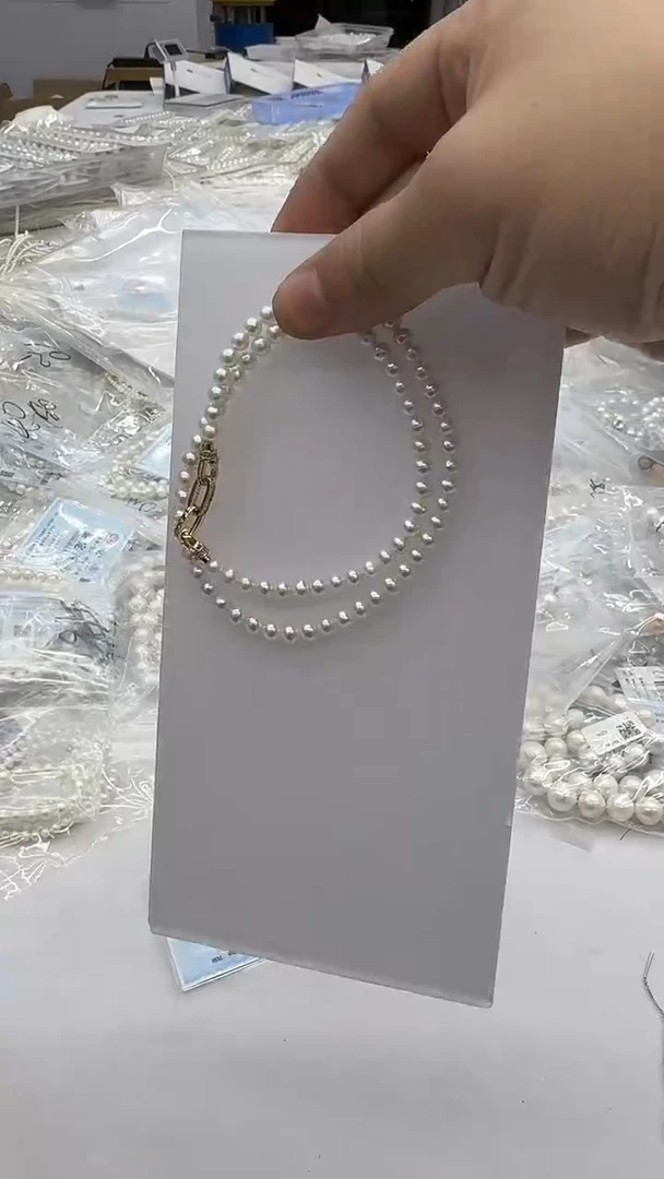 项链银S925镶嵌淡水珍珠5mm 宝丽扣-孤品