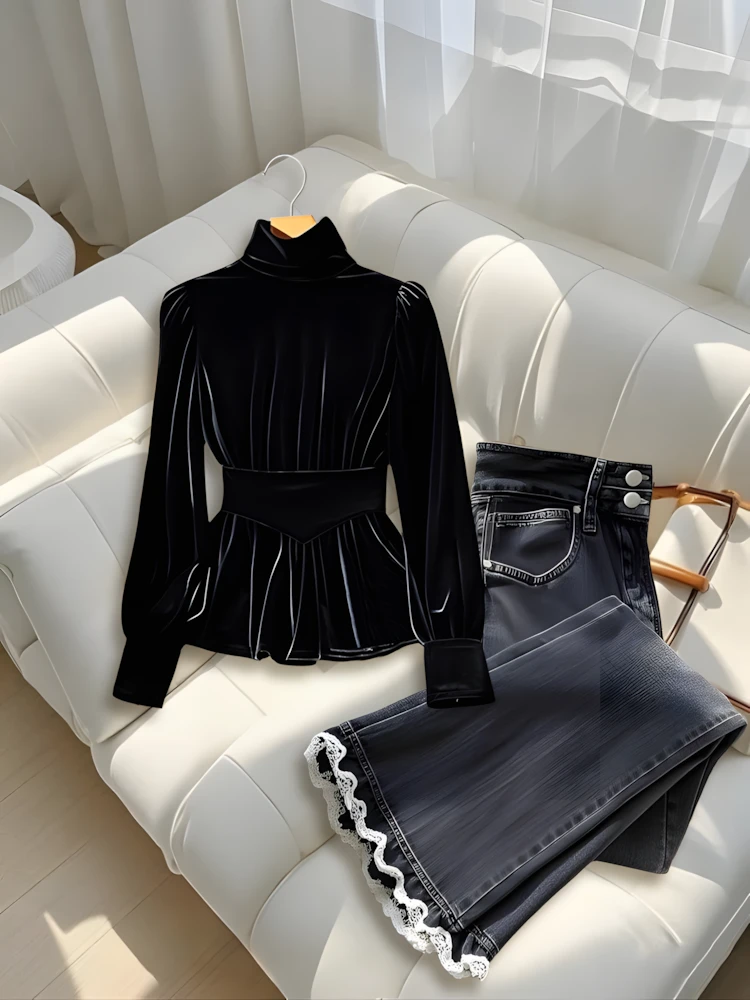 2025春季穿搭一整套高级感减龄气质小香风米色毛衣开衫牛仔裤套装