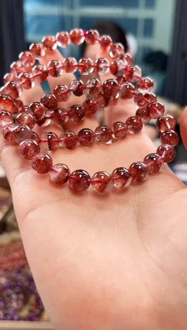 未镶嵌手串水晶金草莓超七单圈手串8mm【多样性发一】