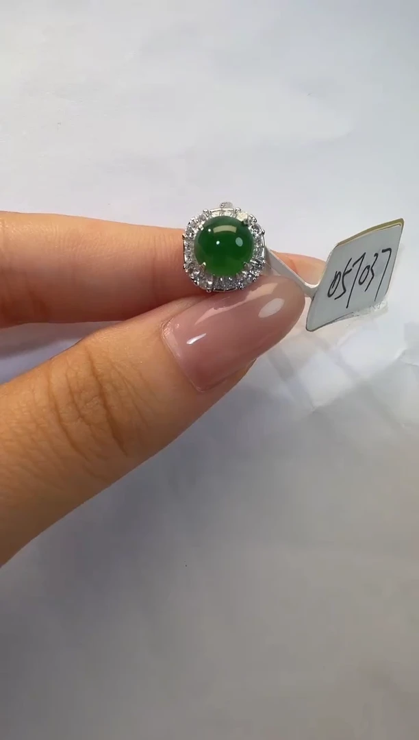 银S925镶嵌戒指翡翠925银镶翡翠戒指镶嵌93