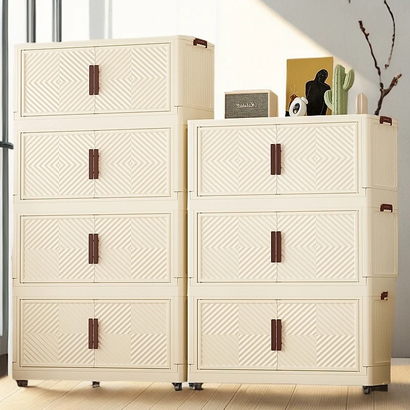 F.85面宽免安装简易储物柜双开门家用客厅储物柜玩具文具收纳柜