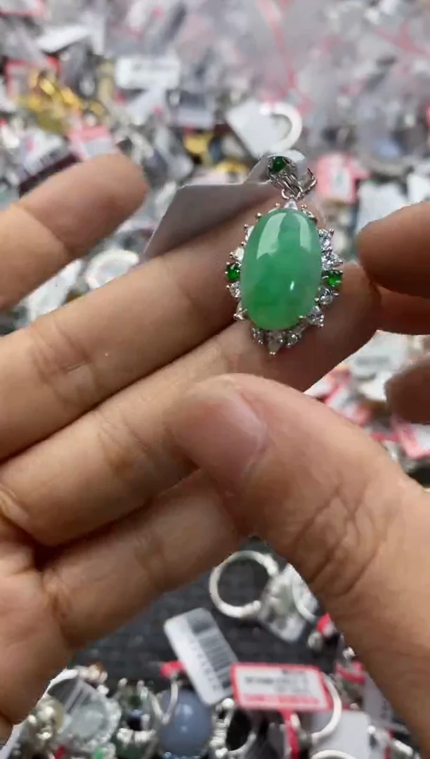 银S925镶嵌戒指翡翠999               2