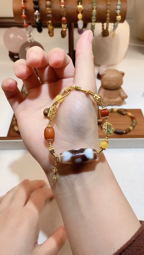 银S925镶嵌手链南红玛瑙天珠多宝手绳 多样性发一