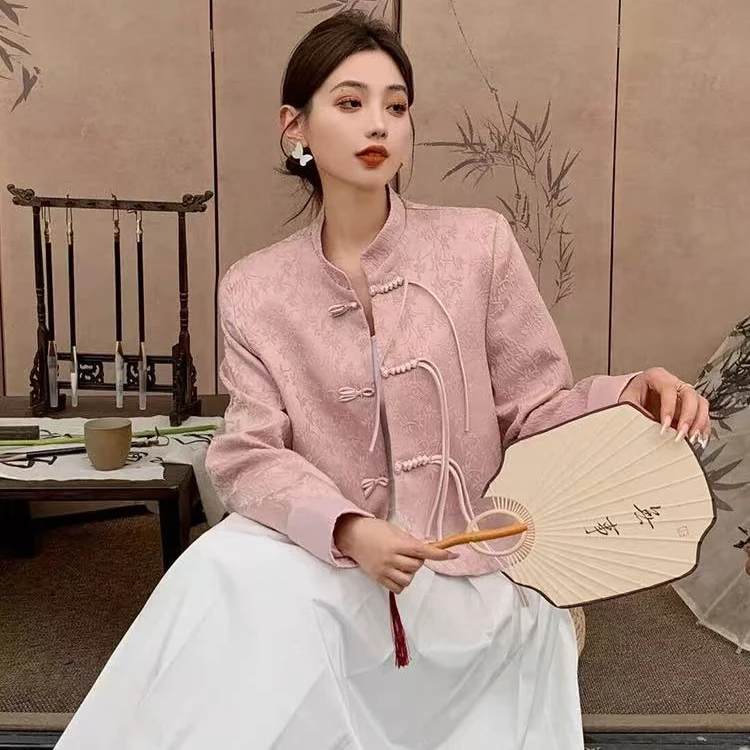 新中式国风盘扣立领外套女2025春季新款