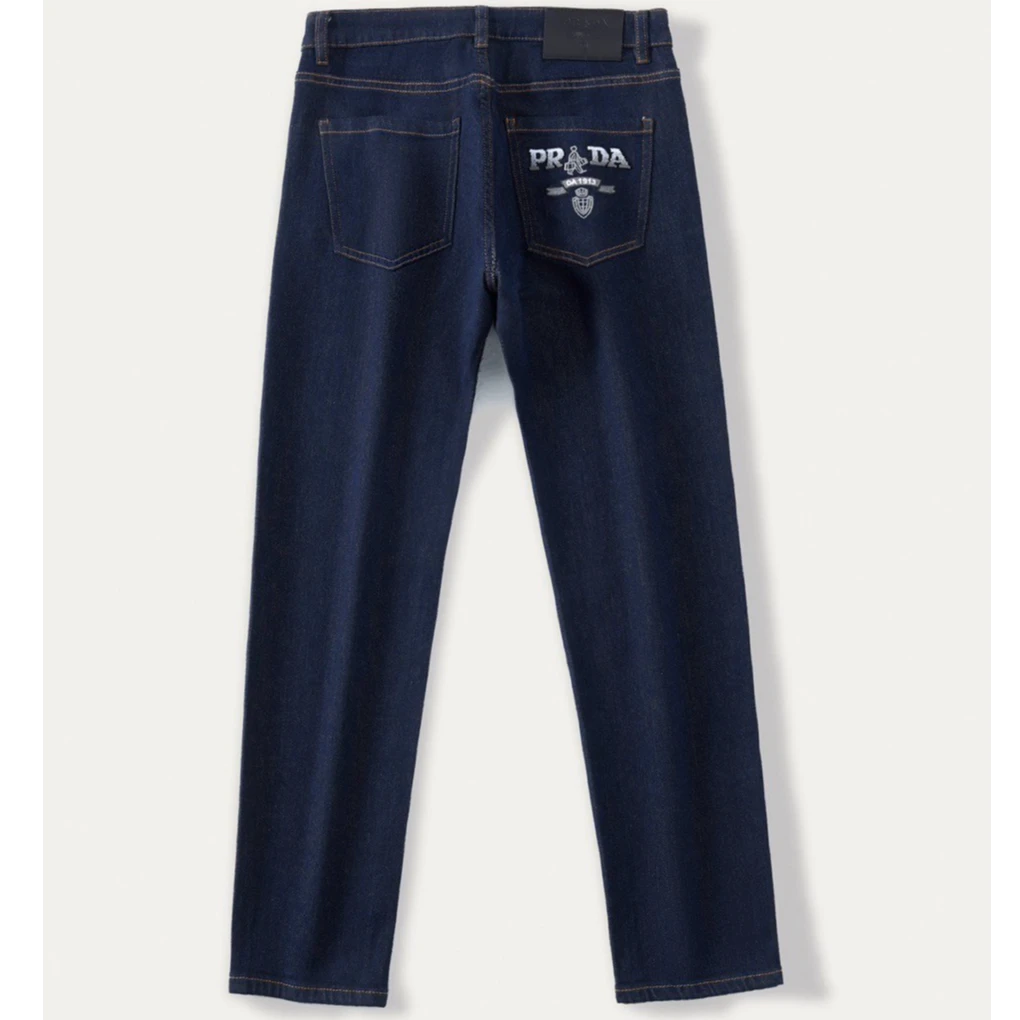 P家深蓝色夏季新款中腰弹力重工品质百搭