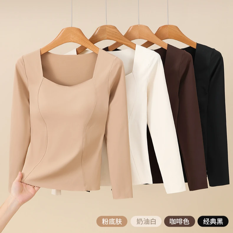 百搭方形领口羽肤保暖长袖-R046