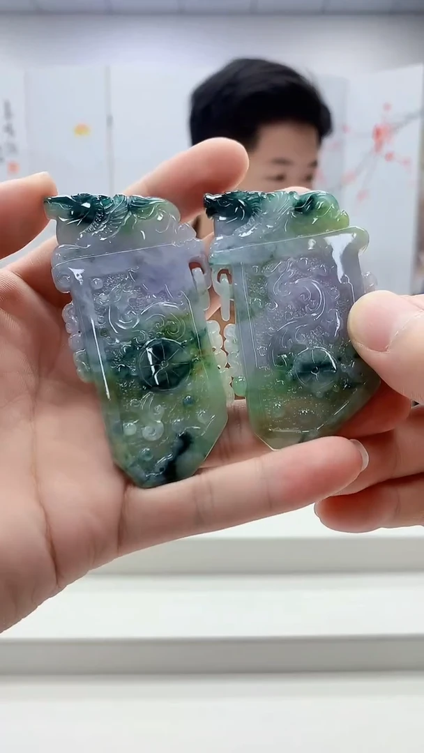 定制翡翠未镶嵌4917bb-毛货挂件一对89